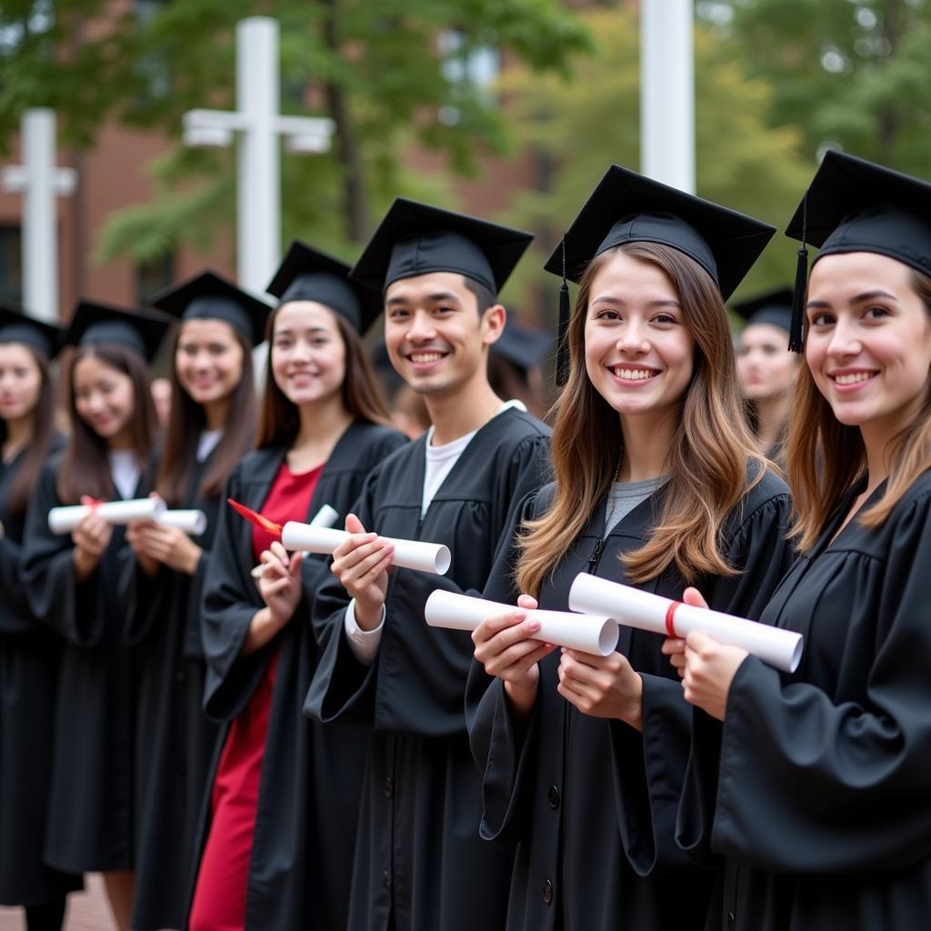 Sinh viên tốt nghiệp Đại học Giao Thông Vận Tải nhận bằng.