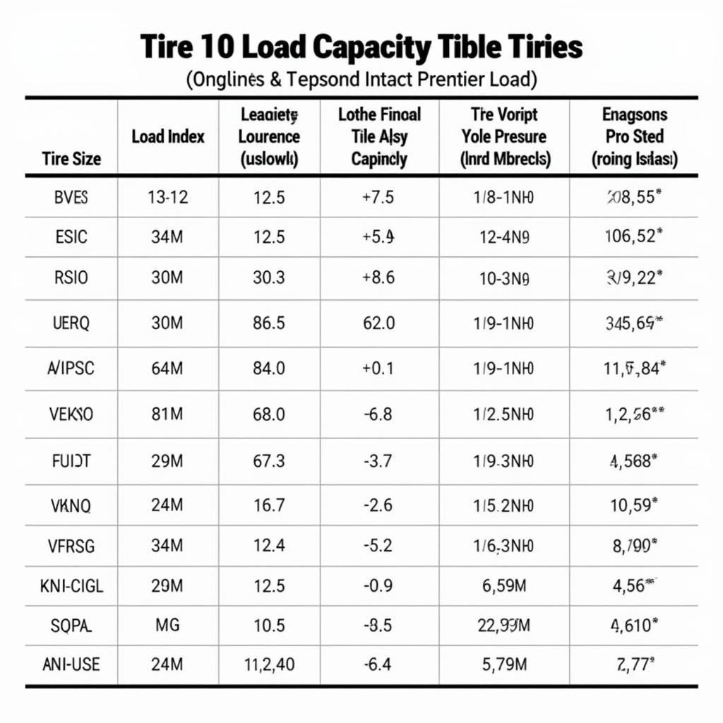 Bảng tải trọng lốp xe tải chi tiết