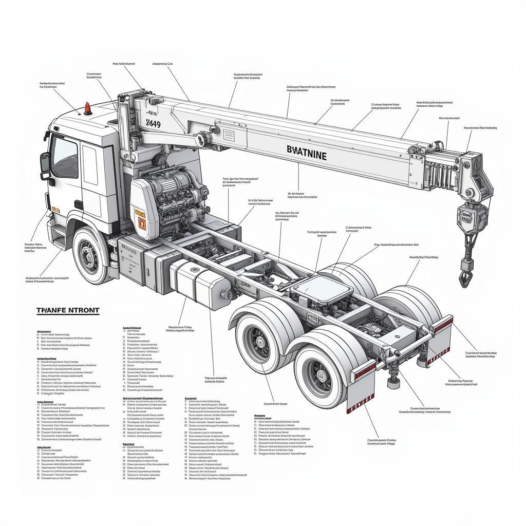 Các thành phần chính bản vẽ CAD xe tải cẩu