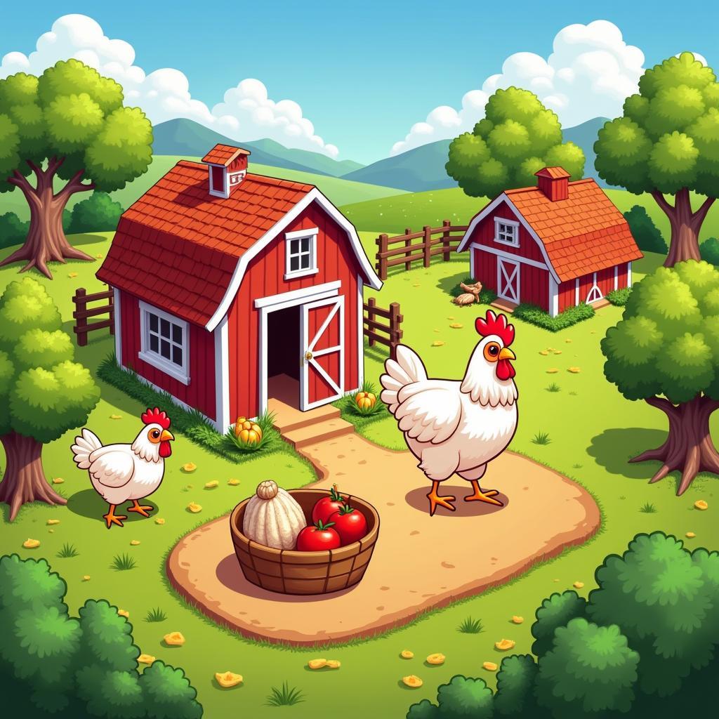 Giao diện đẹp mắt của game trang trại nuôi gà