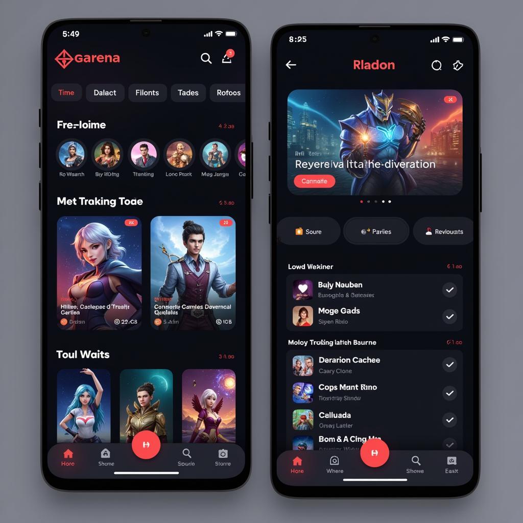 Giao diện app Garena