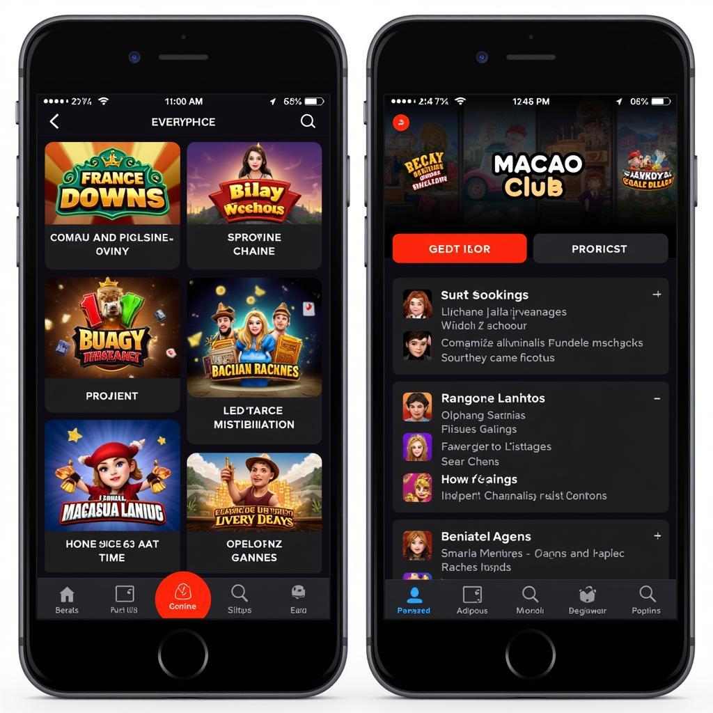 Giao diện Macao Club trên iPhone