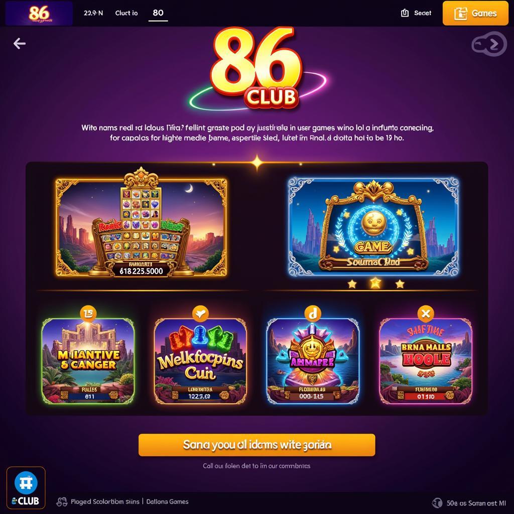 Giao diện game Hũ 86 Club