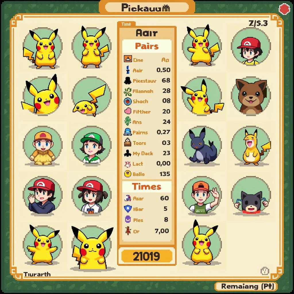 Giao diện game Pikachu 2003