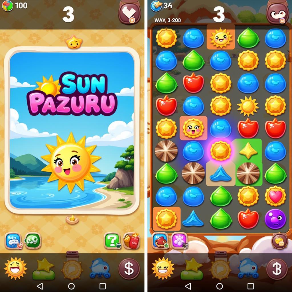 Giao diện game Sun Pazuru trên Android