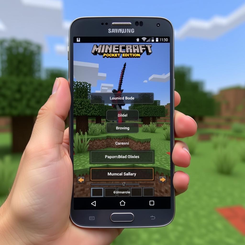 Minecraft PE trên điện thoại Samsung