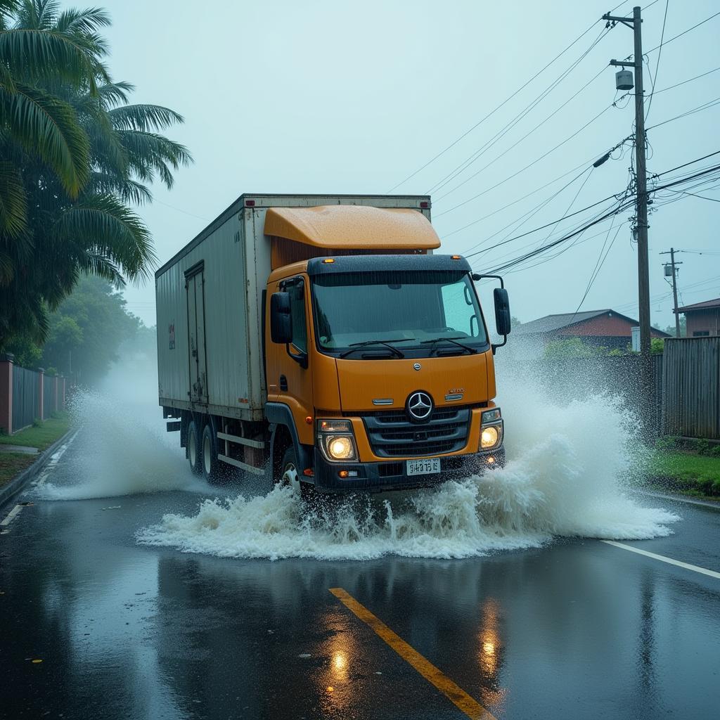 Xe Tải Bị Cuốn Bay Trong Bão