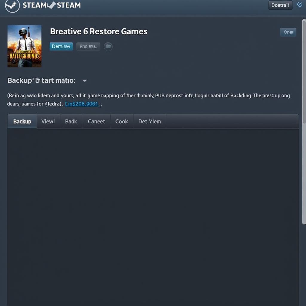 Sử dụng tính năng Backup/Restore PUBG trên Steam