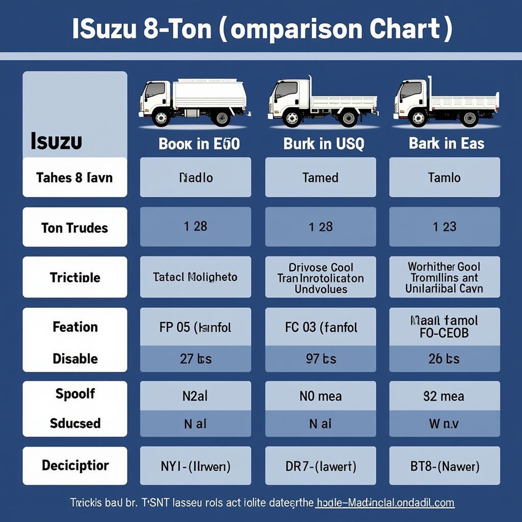 Bảng so sánh các phiên bản xe tải Isuzu 8 tấn.