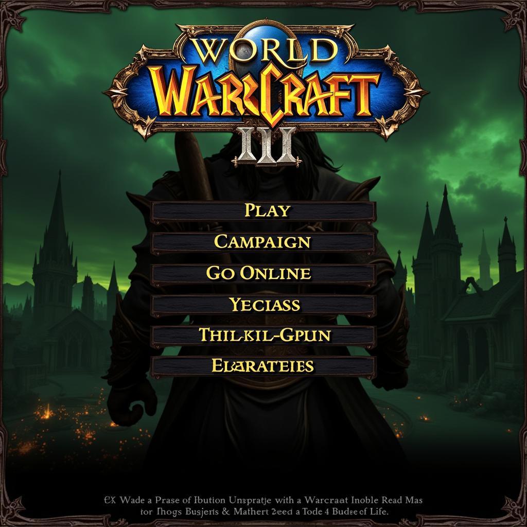 Giao diện chính game Warcraft 3