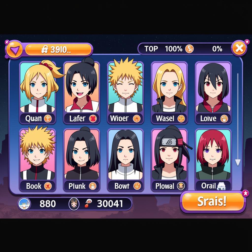 Màn hình chính game Naruto Song Đấu