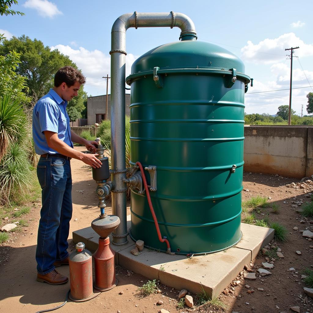 Thử tải hồ biogas bằng khí