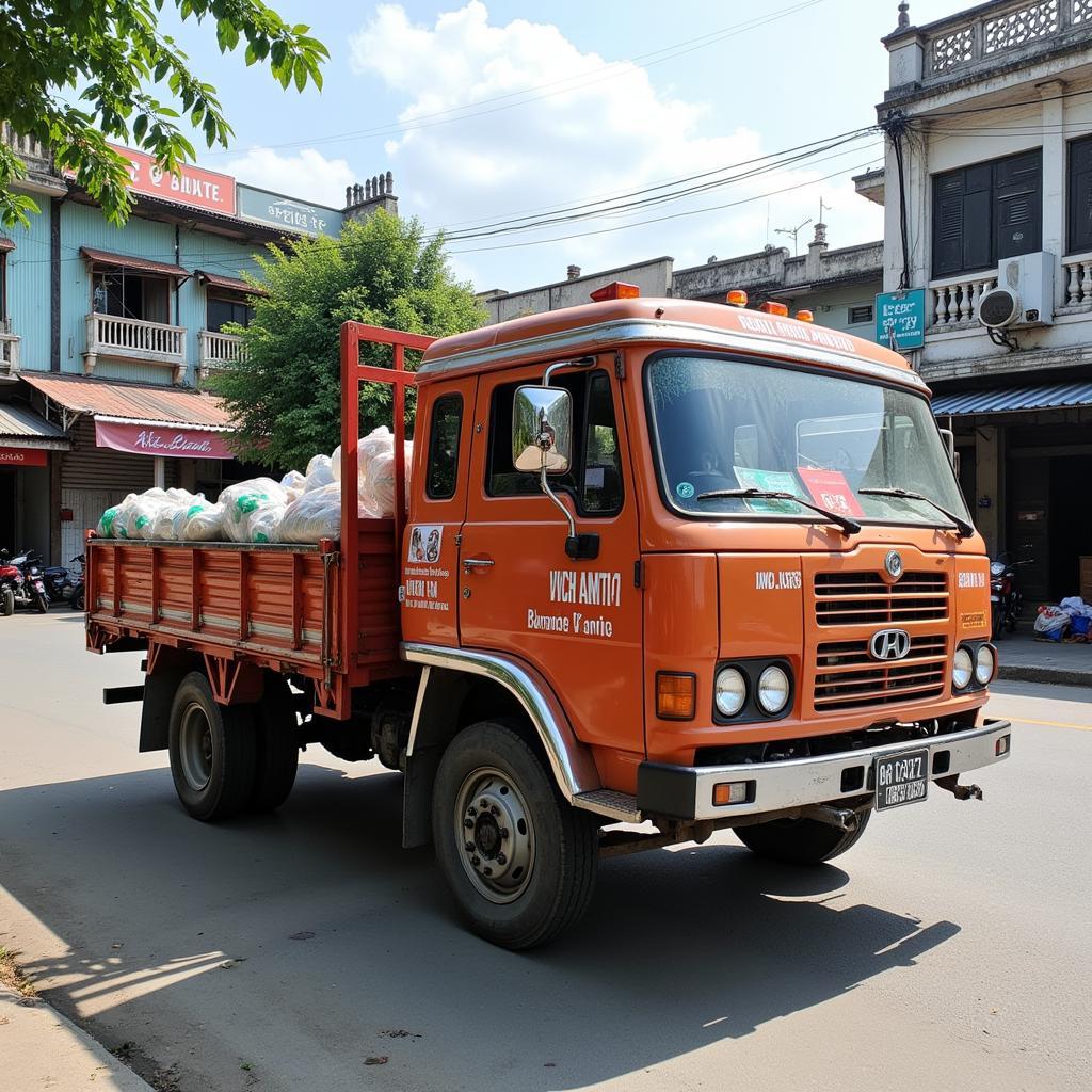 Xe tải cũ giá 50 triệu đang vận chuyển hàng hóa