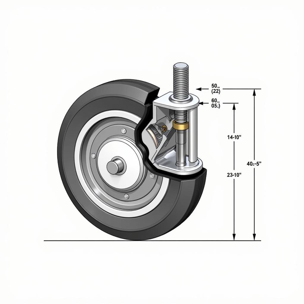 Chi tiết cấu tạo bánh xe đẩy cao su phi 200 tải trọng 400kg