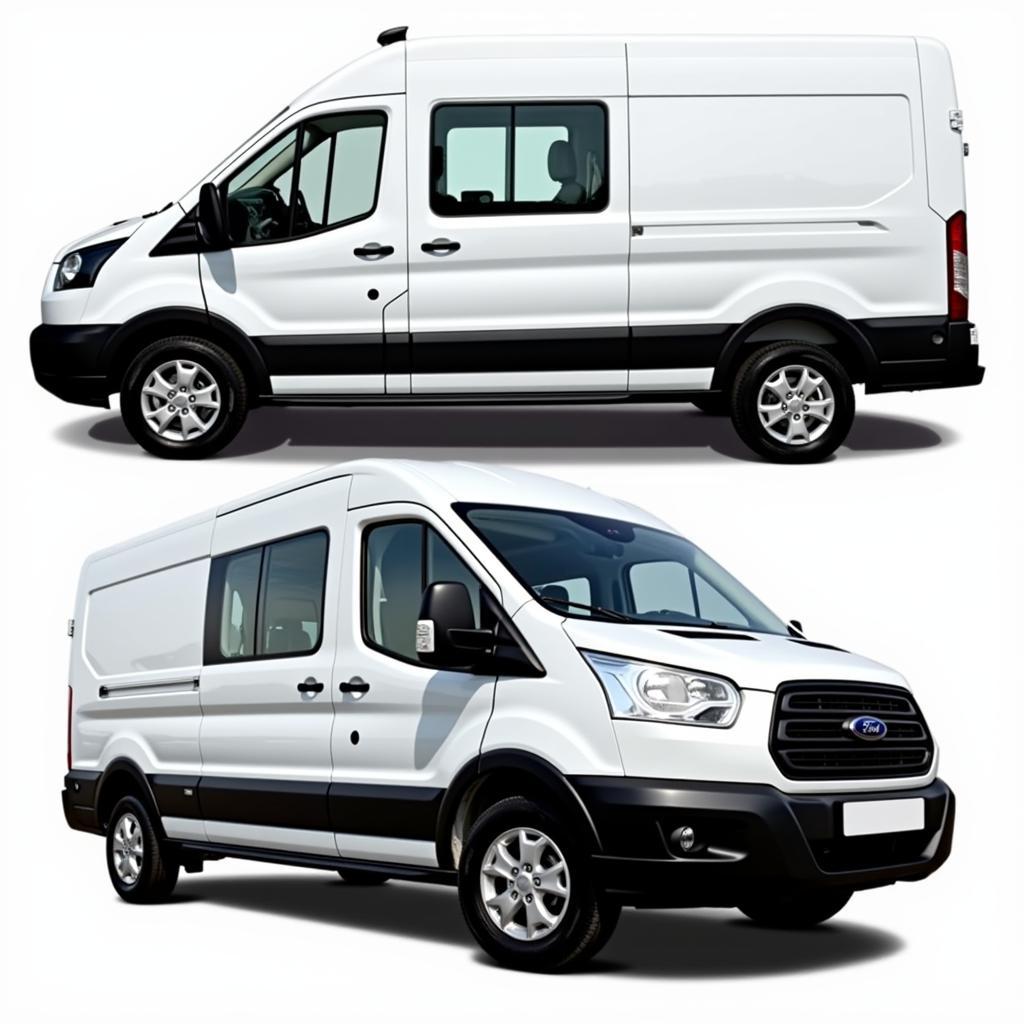 Ford Transit bán tải 6 chỗ cũ: Hình ảnh tổng quan về ngoại thất xe