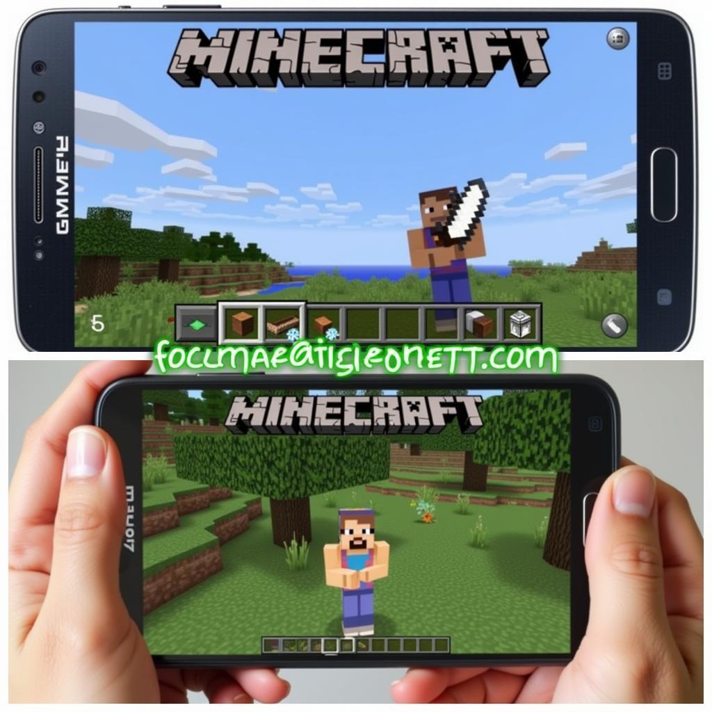 Minecraft PE trên điện thoại Samsung