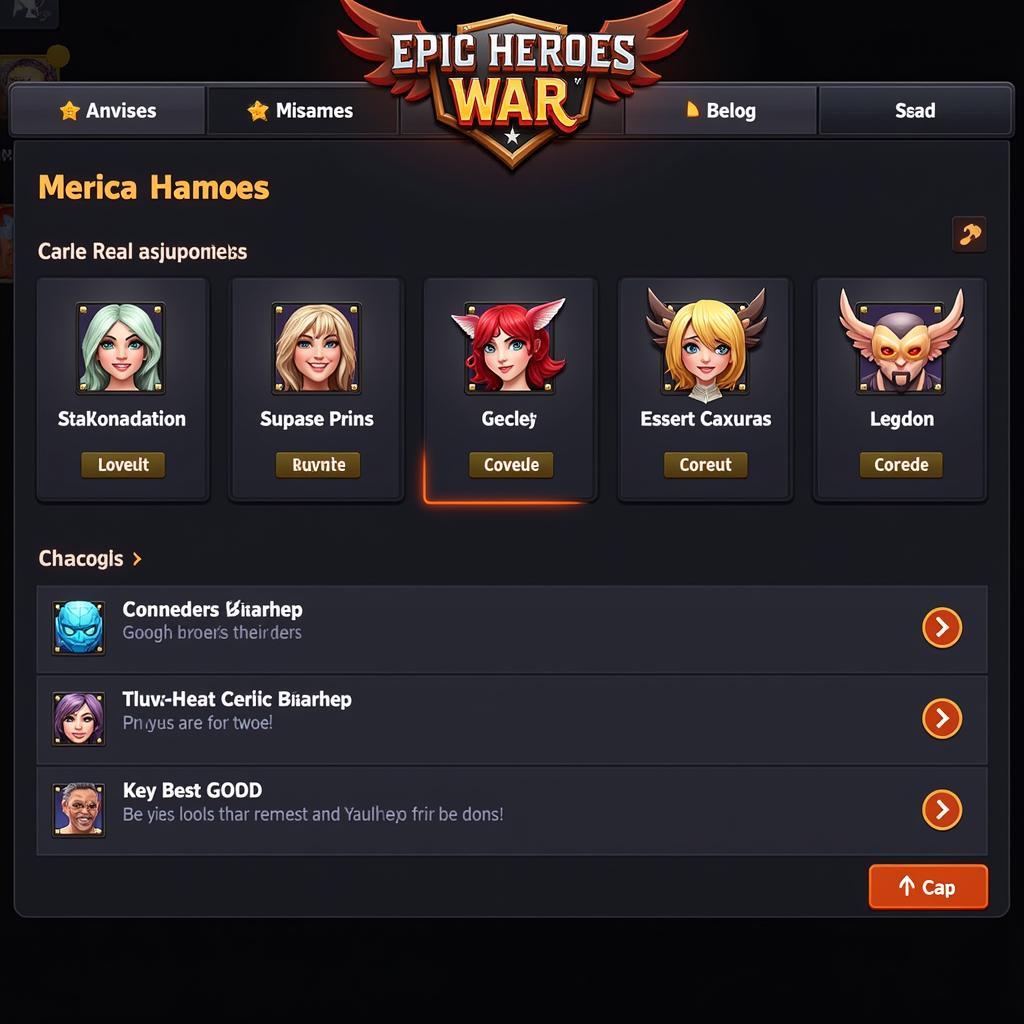 Epic Heroes War Main Screen