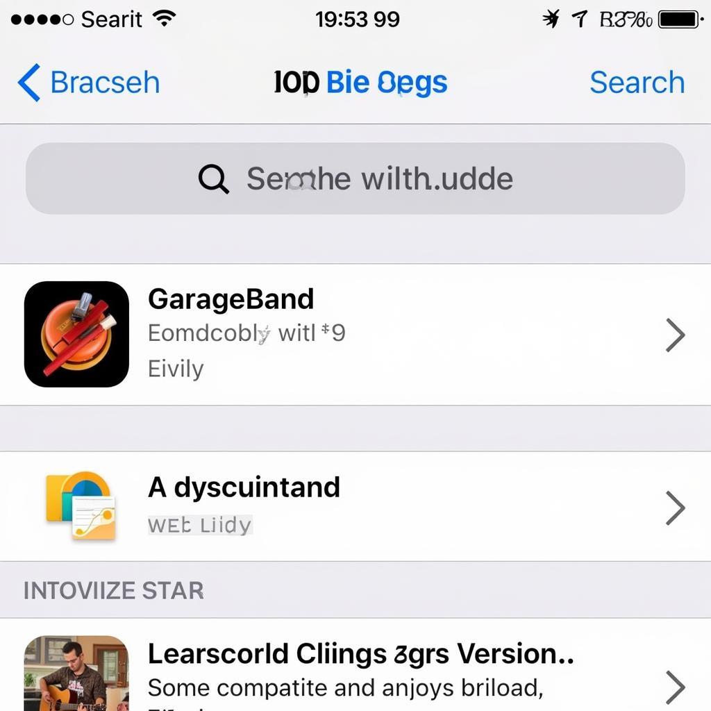 Tìm kiếm GarageBand trên App Store iOS 12