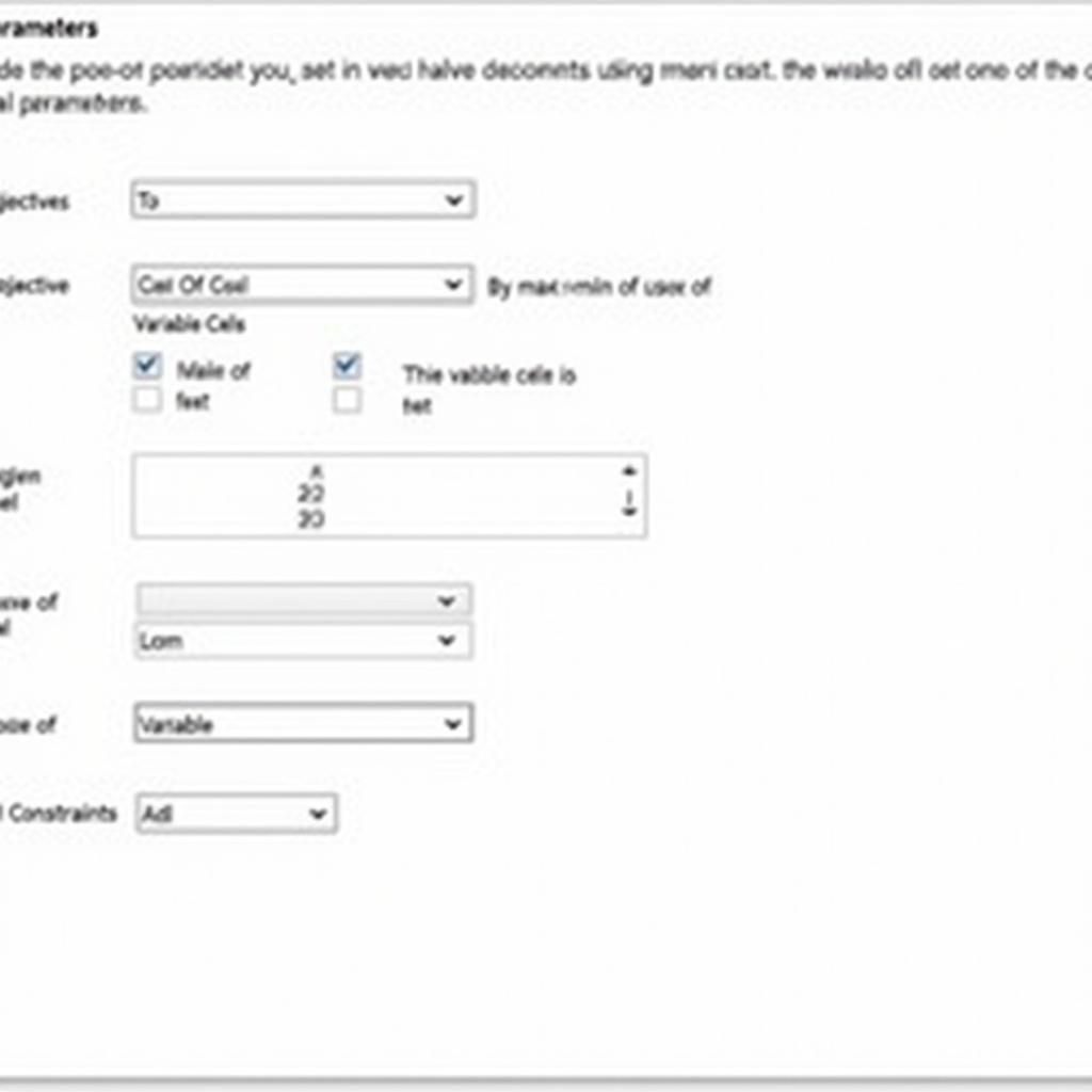 Thiết lập các thông số trong Solver Parameters dialog box